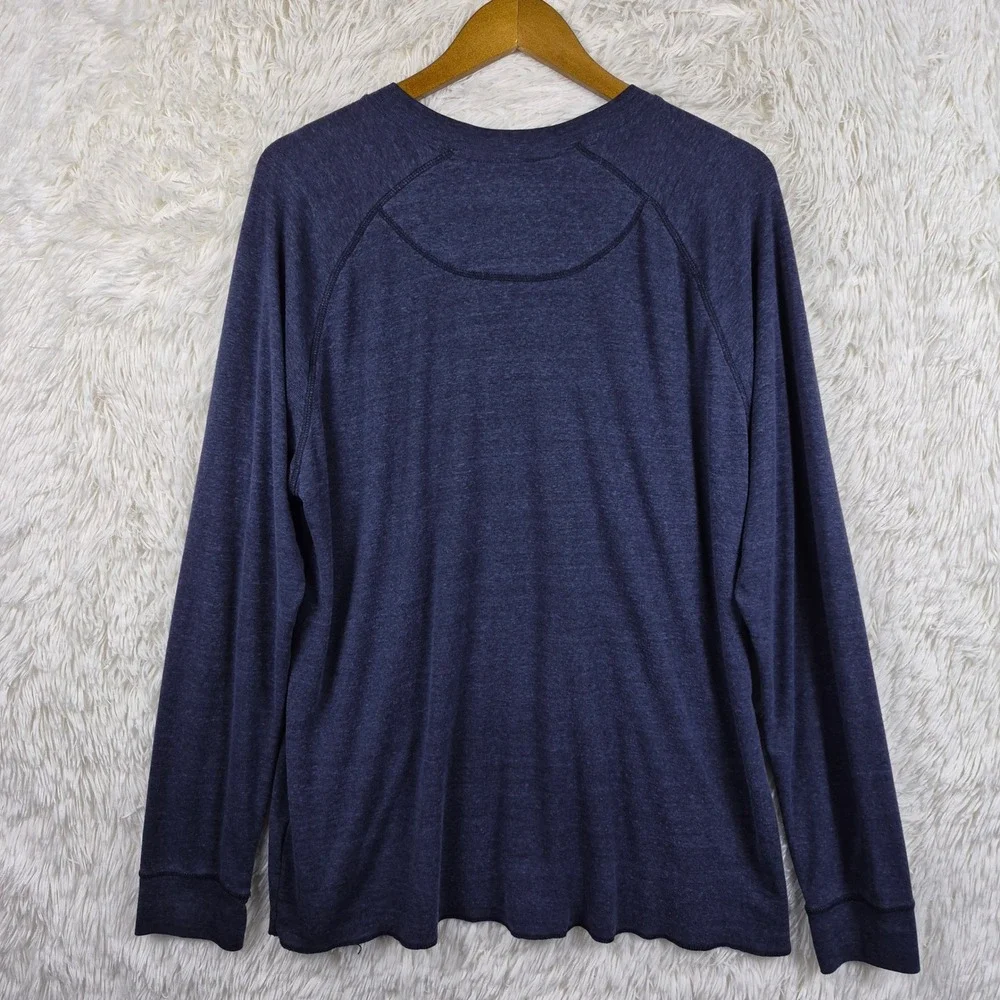 The North Face Mens Navy Blue Heathered Long Sleeve Henley Shirt XL CX47